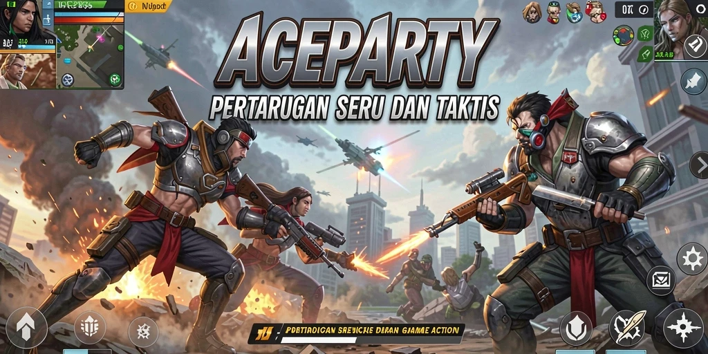 Tampilan seru gameplay ACEPARTY dengan pertarungan taktis dan dinamis.
