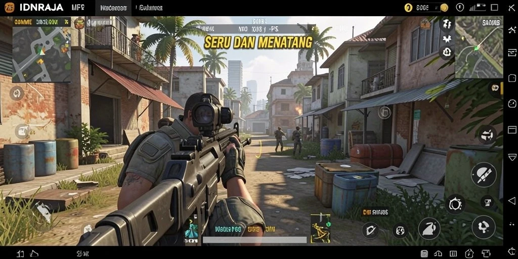 Tangkapan layar dari game IDNRAJA menampilkan aksi tembak-menembak yang seru.