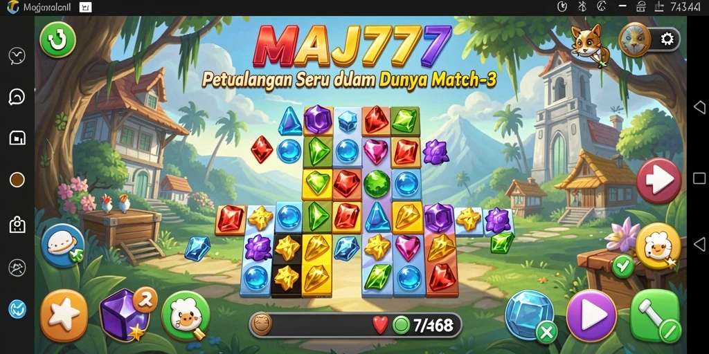 Screenshot gameplay MAJ777 menampilkan serunya pertandingan Match-3.