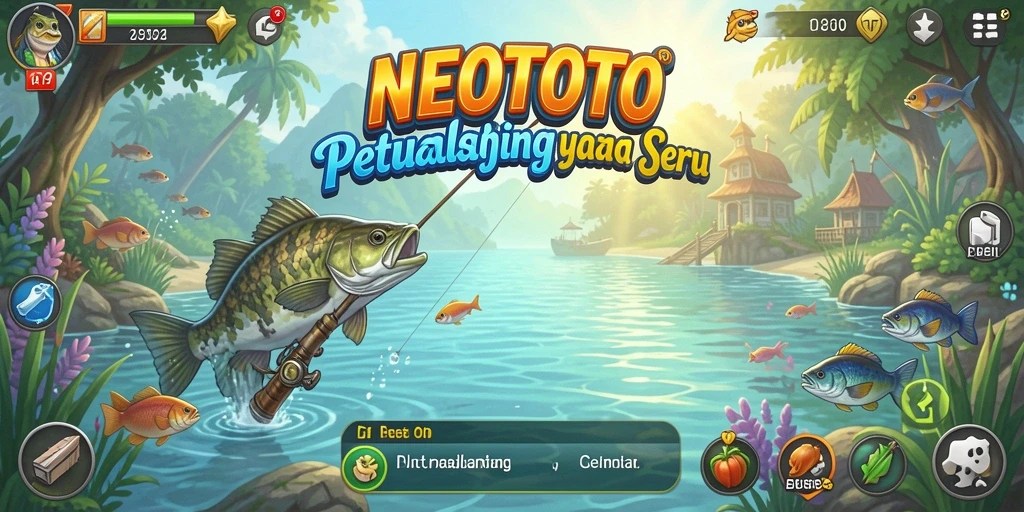 Screenshot gameplay NEOTOTO menampilkan aksi memancing yang mendebarkan.