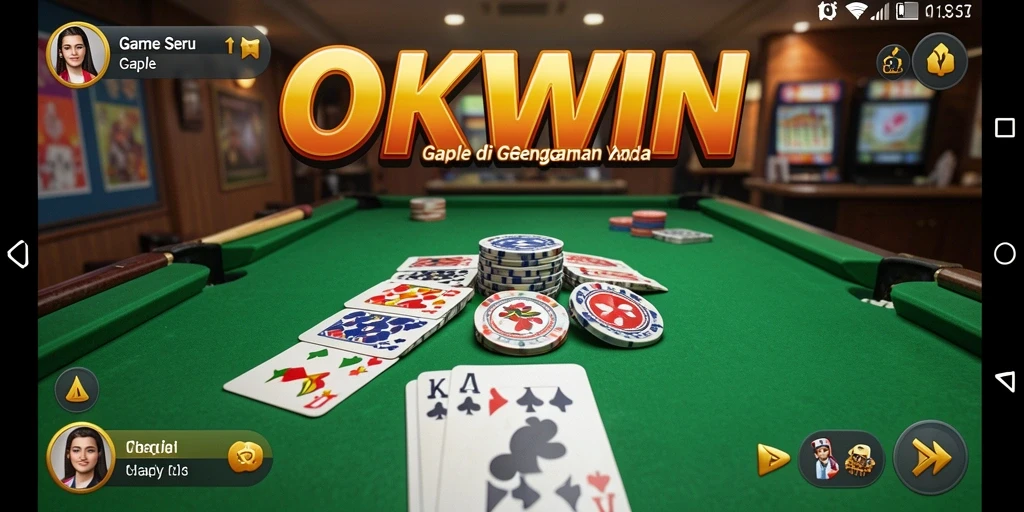 Screenshot OKWIN menampilkan keseruan bermain Gaple secara interaktif.