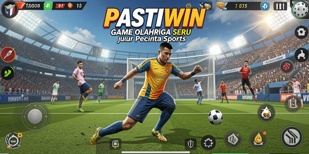 Tampilan gameplay seru dalam aplikasi PASTIWIN yang menampilkan kompetisi olahraga.