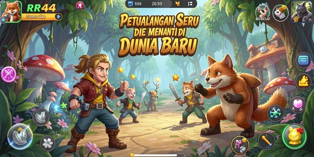 Screenshot utama RR44 menampilkan aksi seru dalam gameplay petualangan.