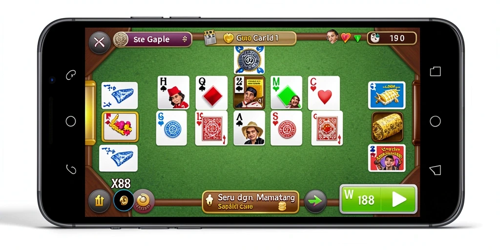 Screenshot X88 menampilkan gameplay seru Gaple yang penuh tantangan.